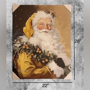 Santa canvas picture large wall decor holiday Christmas art artwork Comish gold